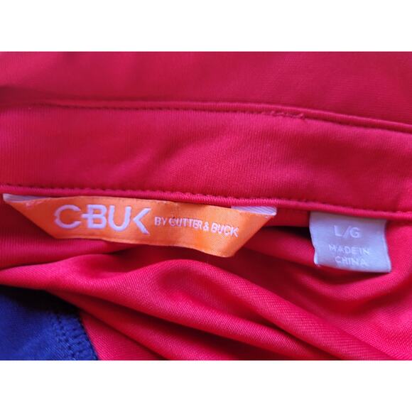 Cutter & Buck CBUK Mens Red White Blue Polo Shirt Size Large Colorblock Golf USA - Picture 5 of 10